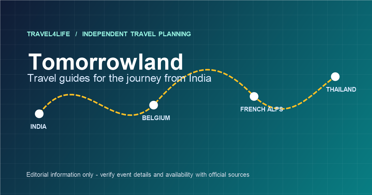Original Travel4life illustration showing a planning route from India to Belgium, the French Alps and Thailand